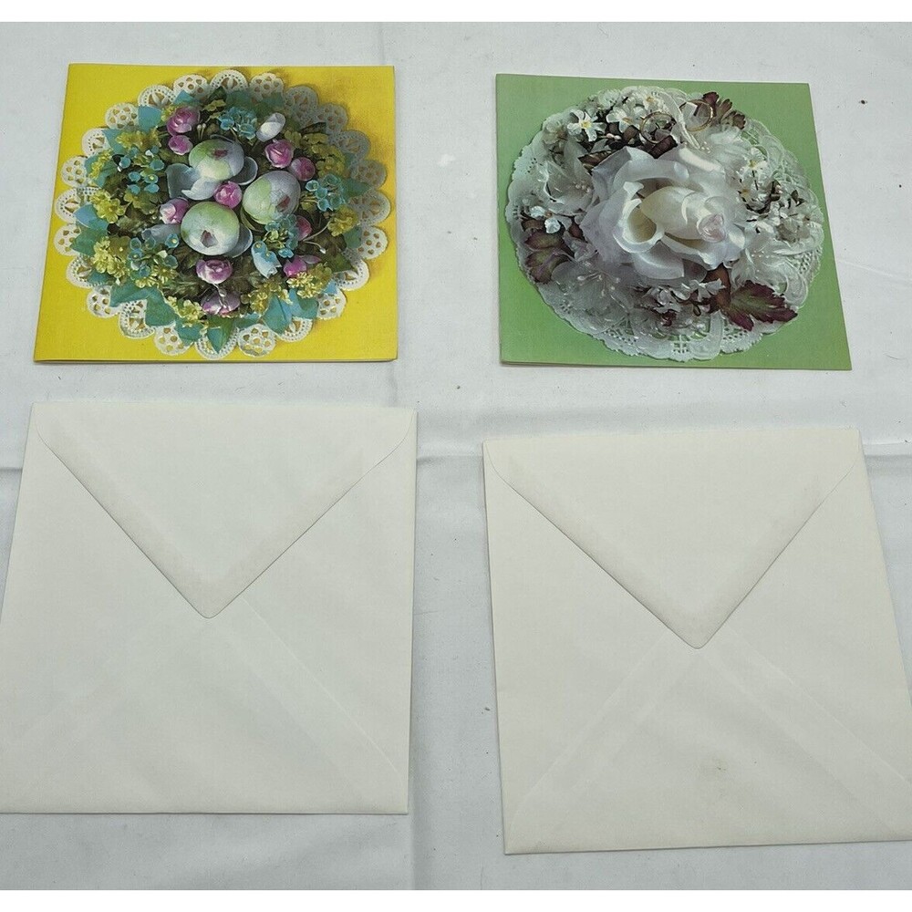 2 Vintage 70’s QUALITY CREST Greeting Cards With Envelope Weeding And Friendship